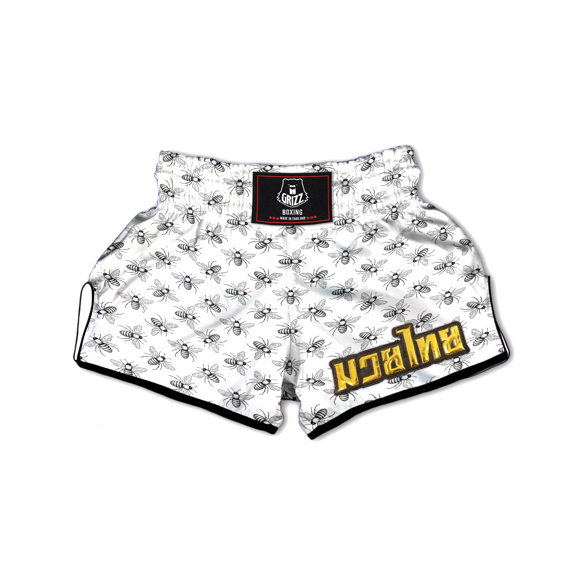 Drawing Bee Print Pattern Muay Thai Boxing Shorts-grizzshop