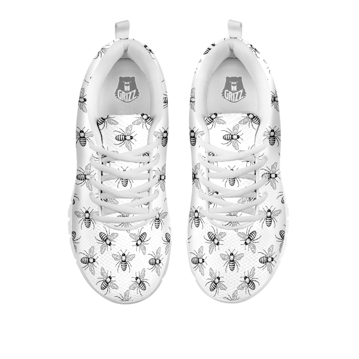 Drawing Bee Print Pattern White Sneaker-grizzshop