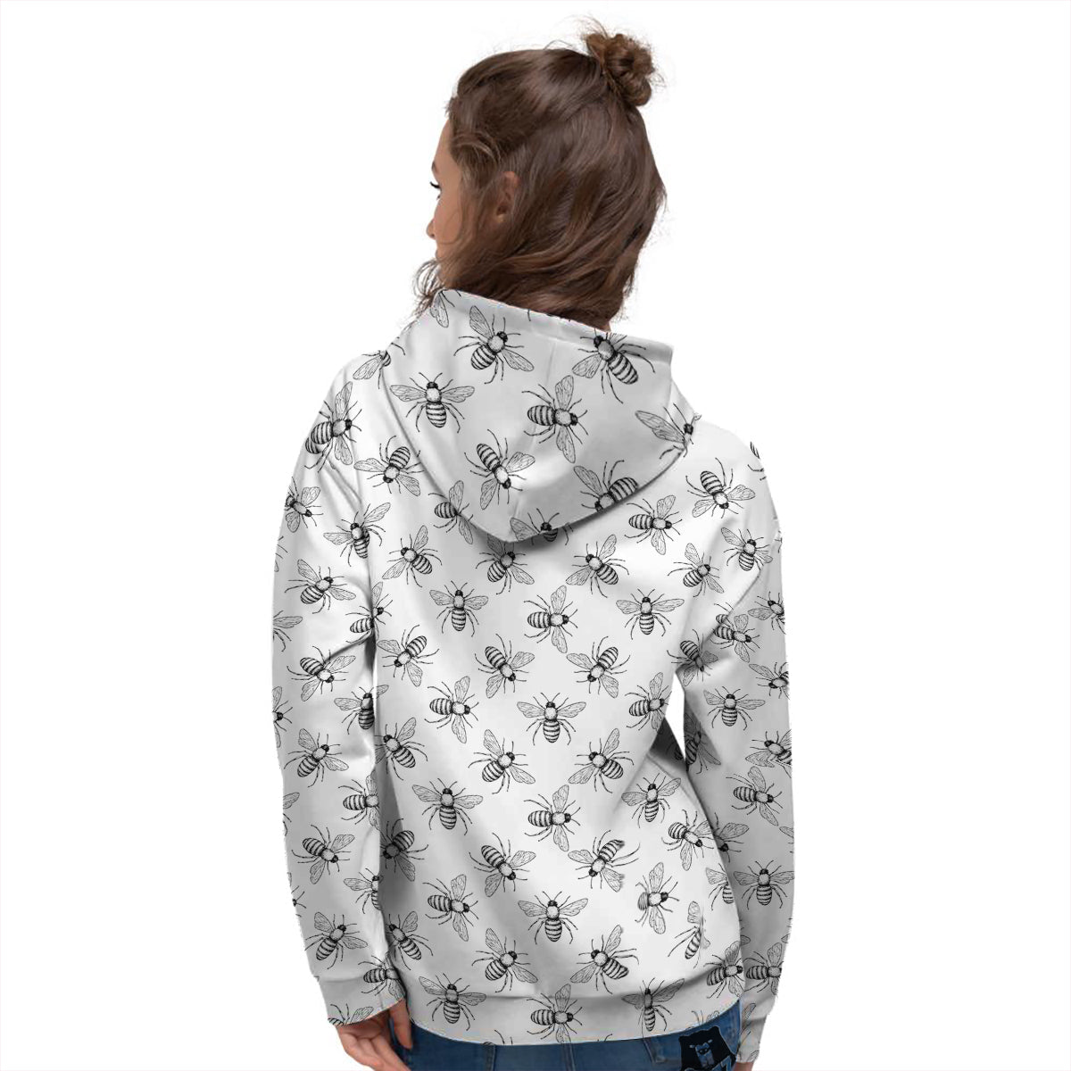 Drawing Bee Print Pattern Women's Hoodie-grizzshop