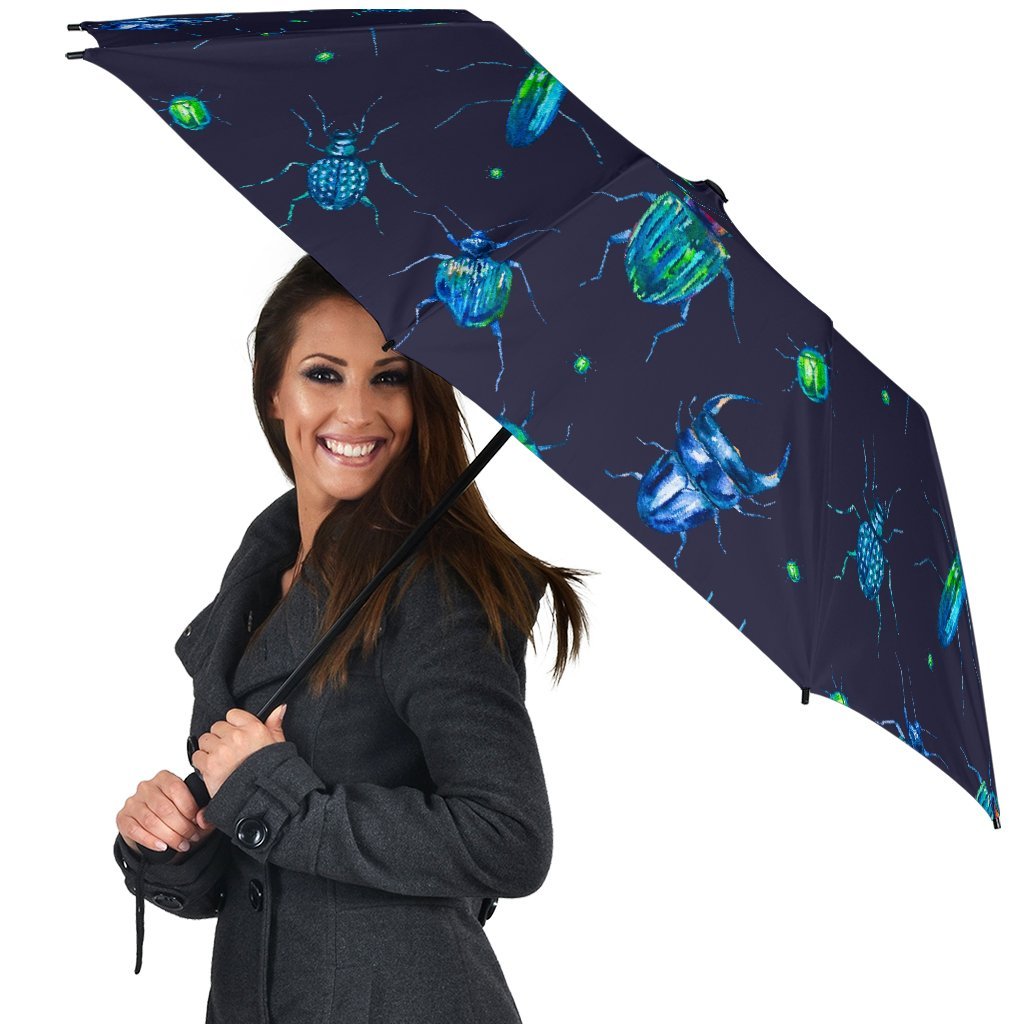 Drawing Bug Pattern Print Automatic Foldable Umbrella-grizzshop