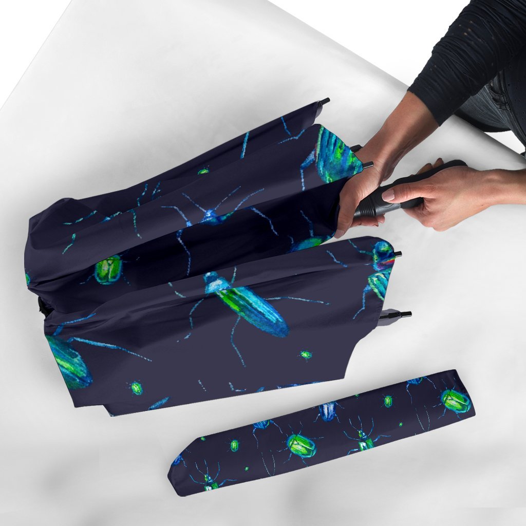 Drawing Bug Pattern Print Automatic Foldable Umbrella-grizzshop