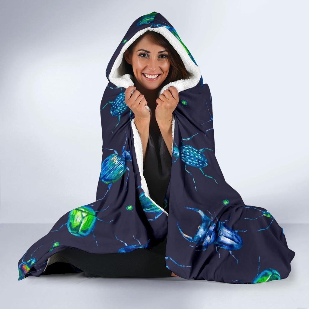 Drawing Bug Pattern Print Hooded Blanket-grizzshop