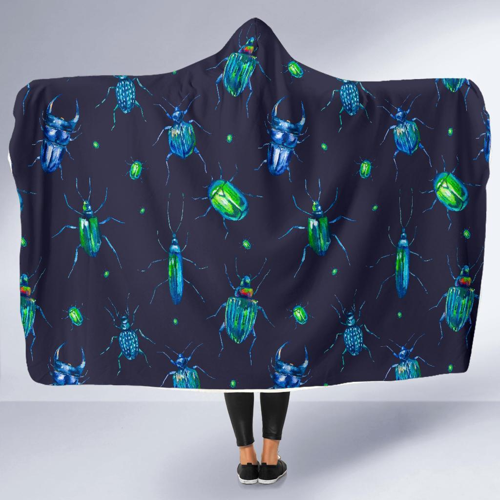Drawing Bug Pattern Print Hooded Blanket-grizzshop