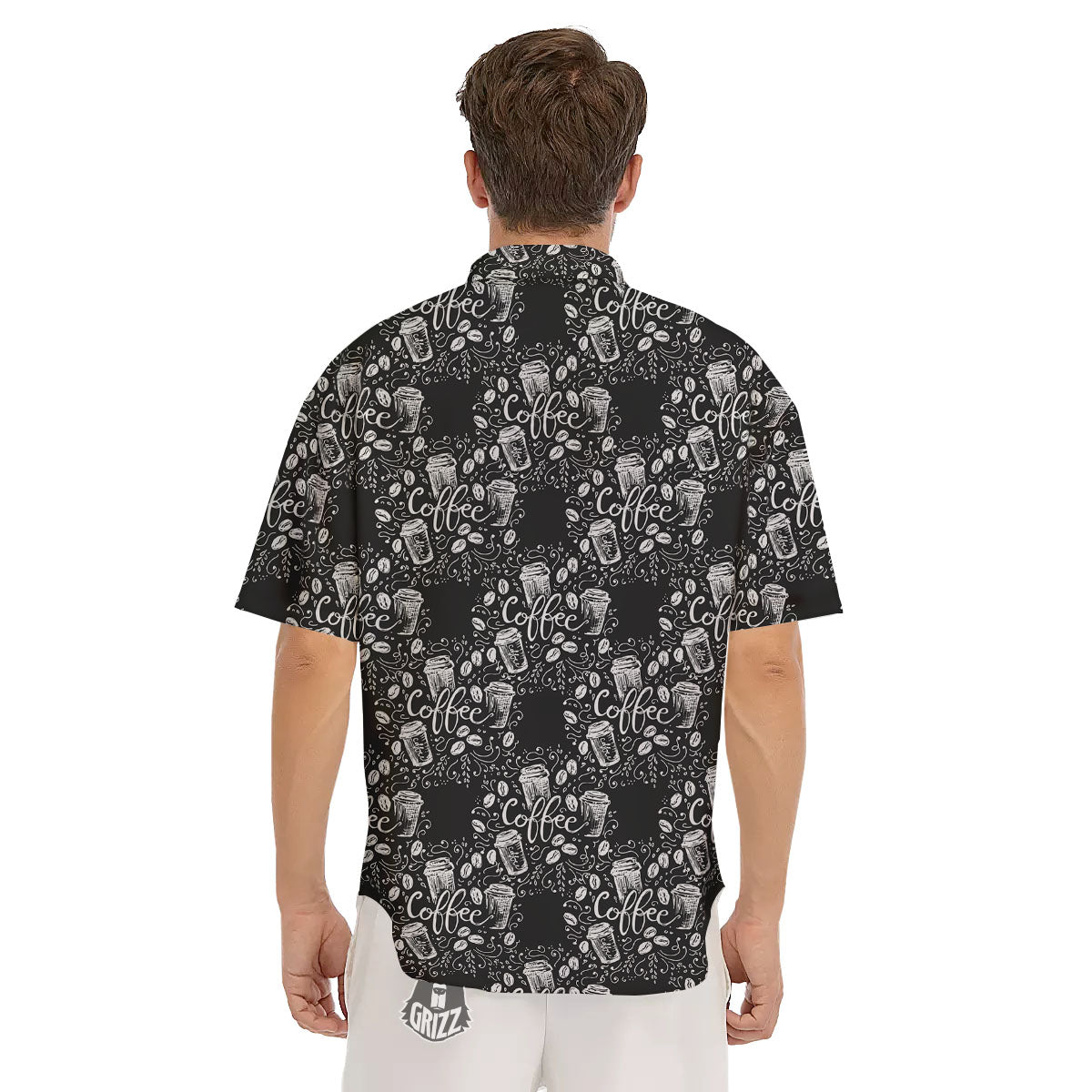 Drawing Coffee Print Pattern Men's Short Sleeve Shirts-grizzshop