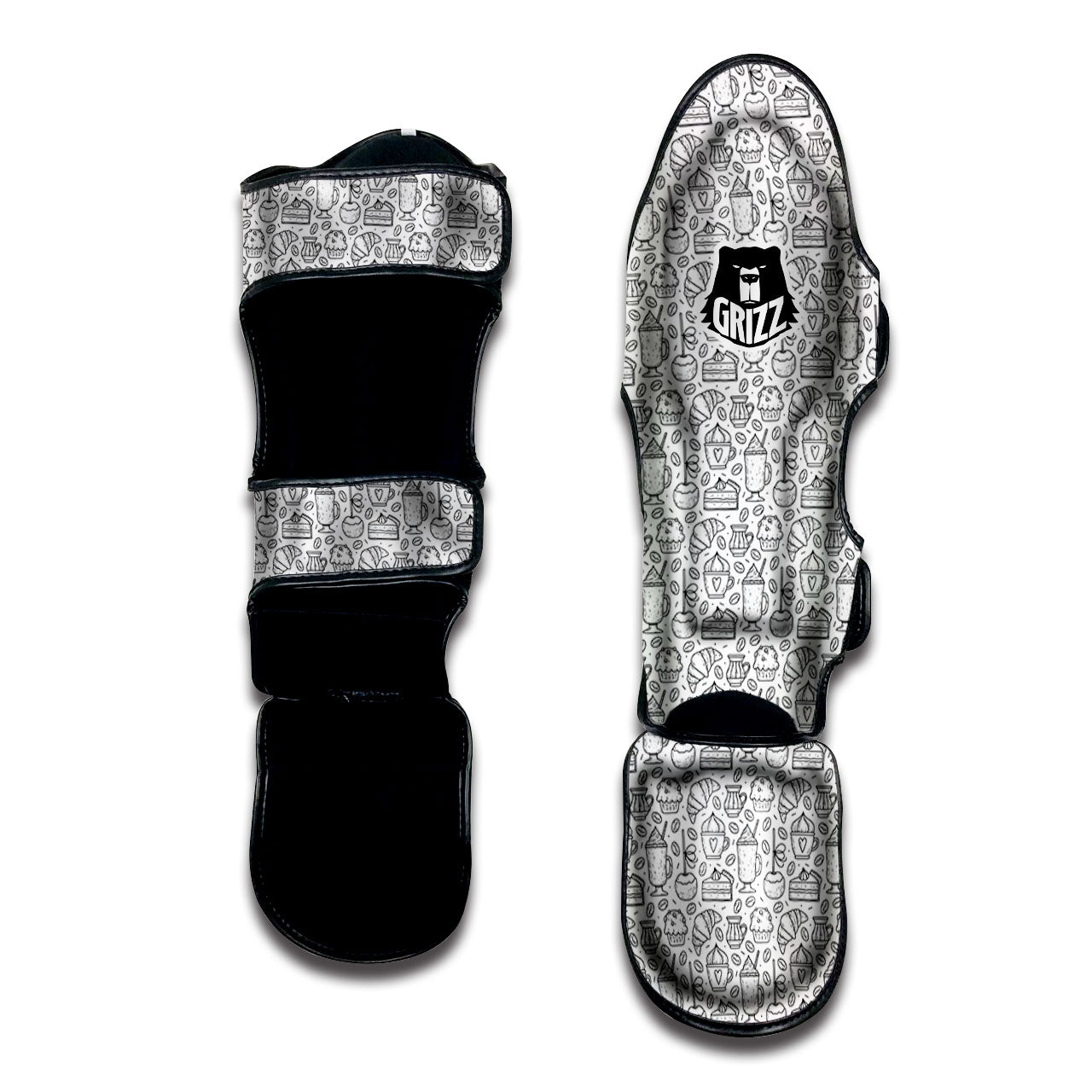 Drawing Dessert And Coffee Print Pattern Muay Thai Shin Guards-grizzshop