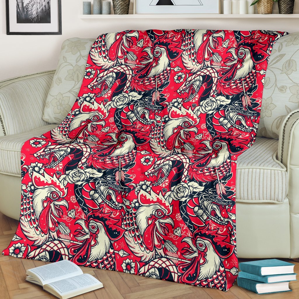Drawing Farm Chicken Hen Pattern Print Blanket-grizzshop