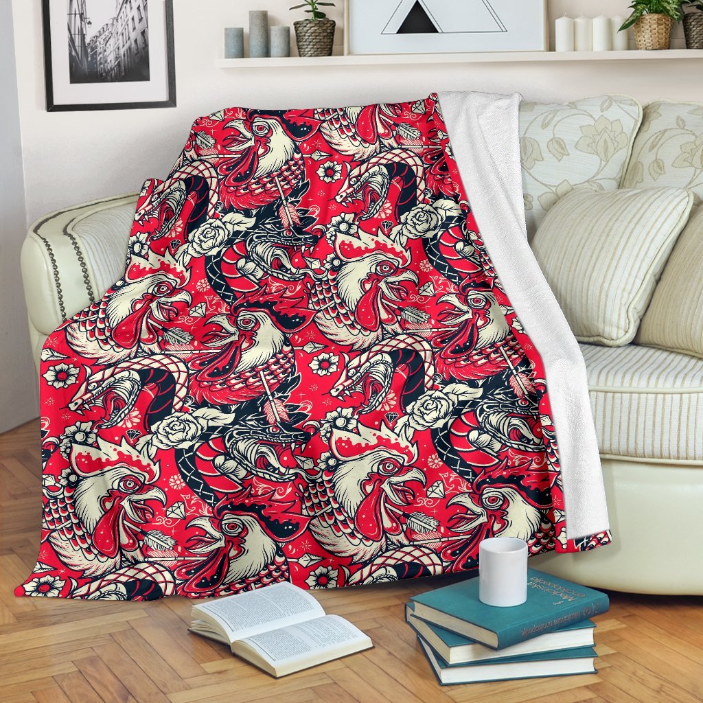 Drawing Farm Chicken Hen Pattern Print Blanket-grizzshop