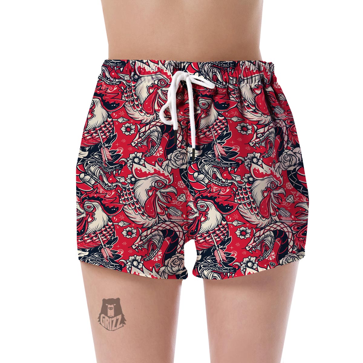 Drawing Farm Chicken Hen Pattern Print Women's Shorts-grizzshop