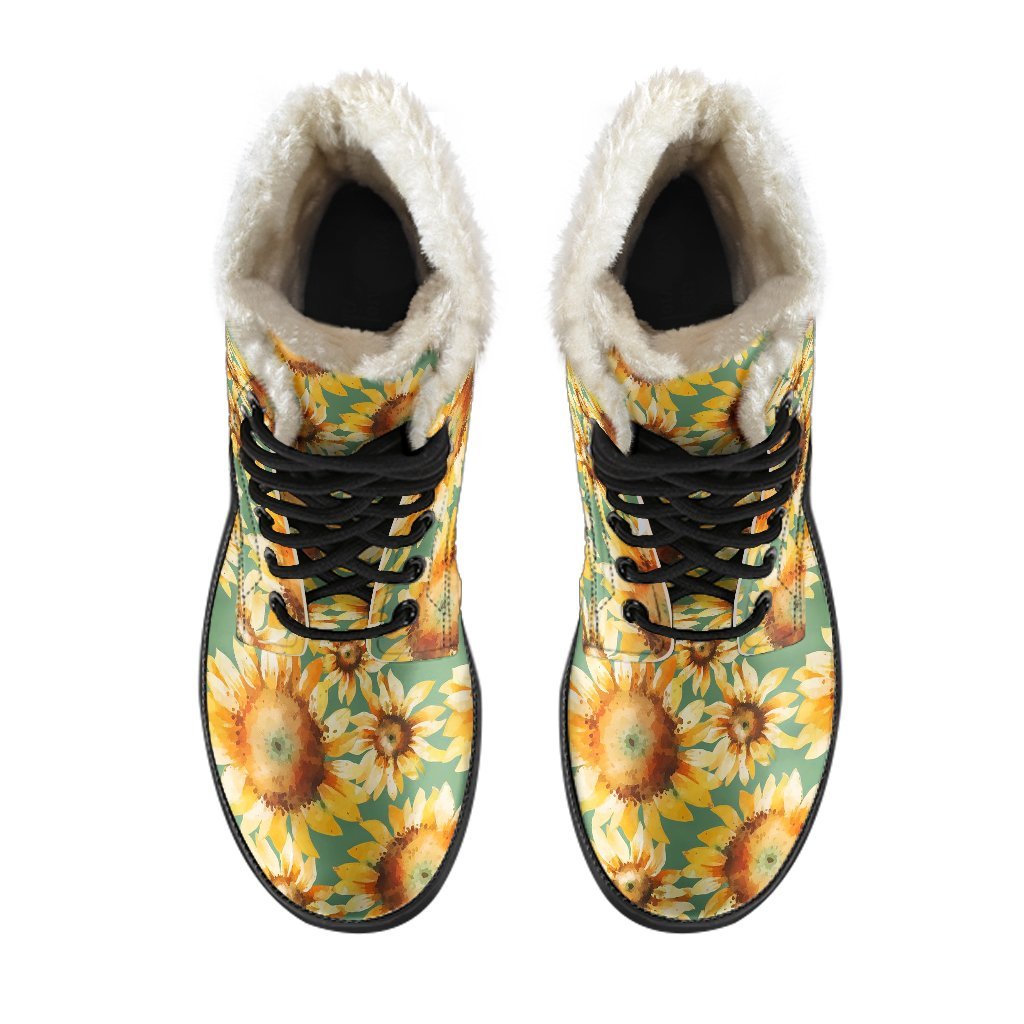 Drawing Sunflower Print Pattern Comfy Winter Boots-grizzshop