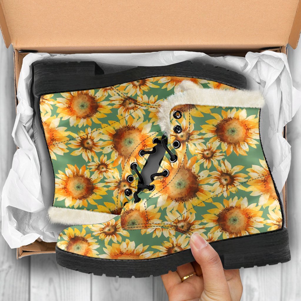 Drawing Sunflower Print Pattern Comfy Winter Boots-grizzshop
