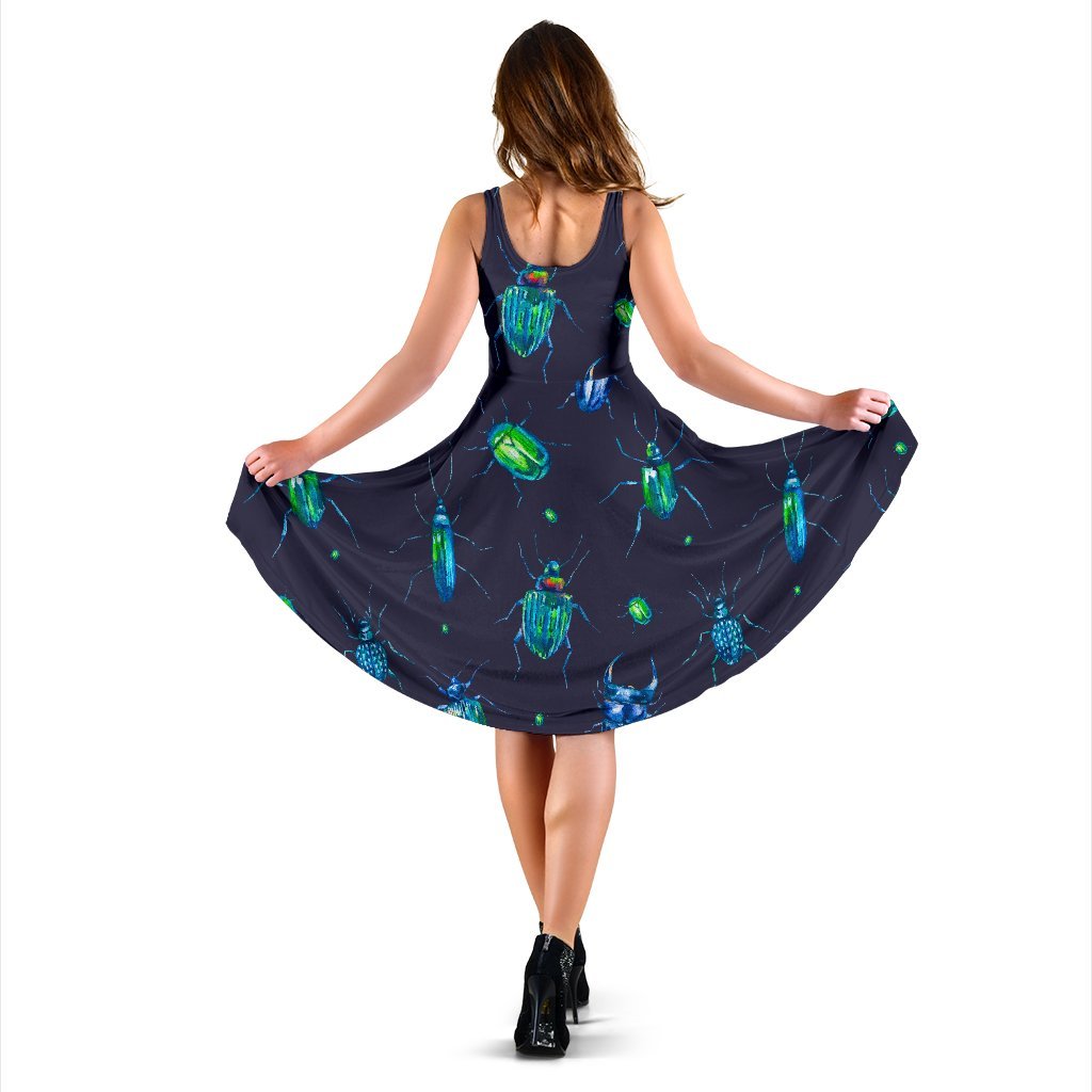 Drawing Bug Pattern Print Dress-grizzshop