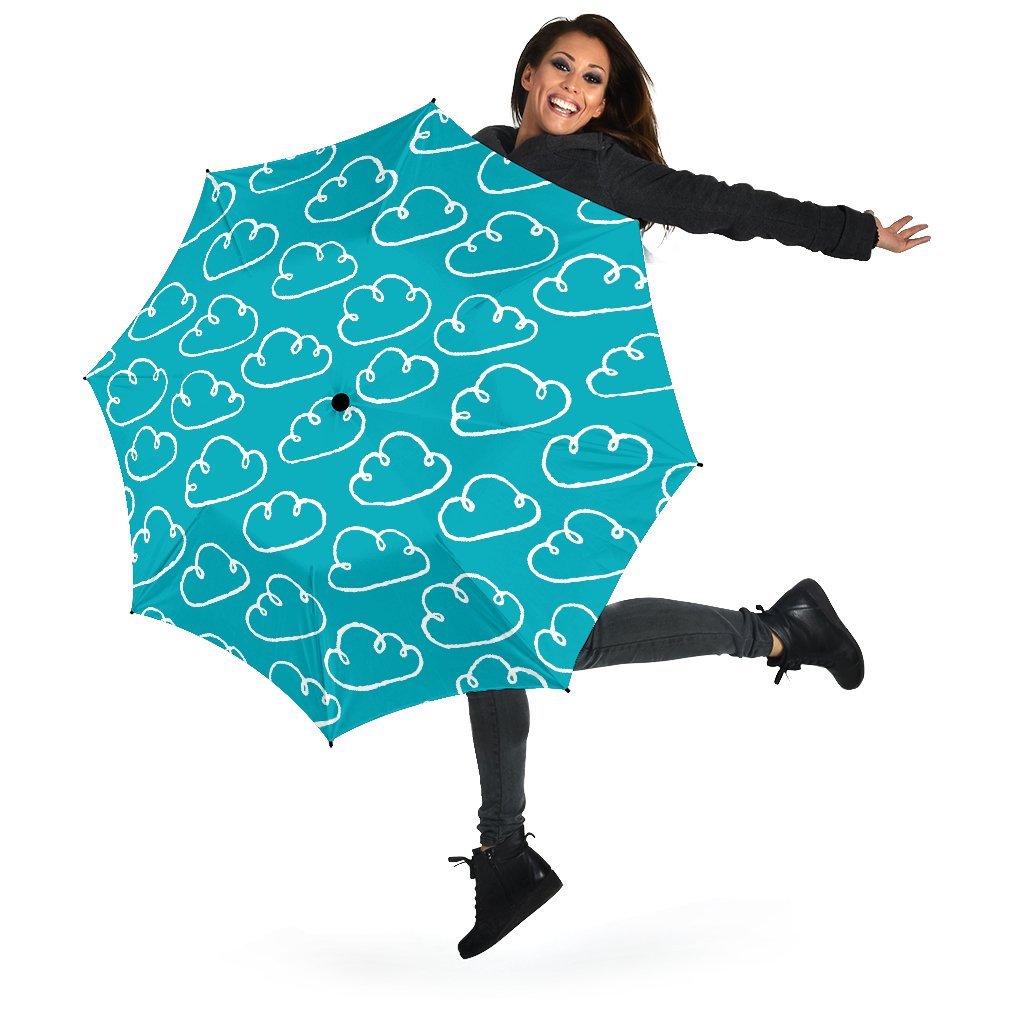 Drawn Cloud Pattern Print Automatic Foldable Umbrella-grizzshop