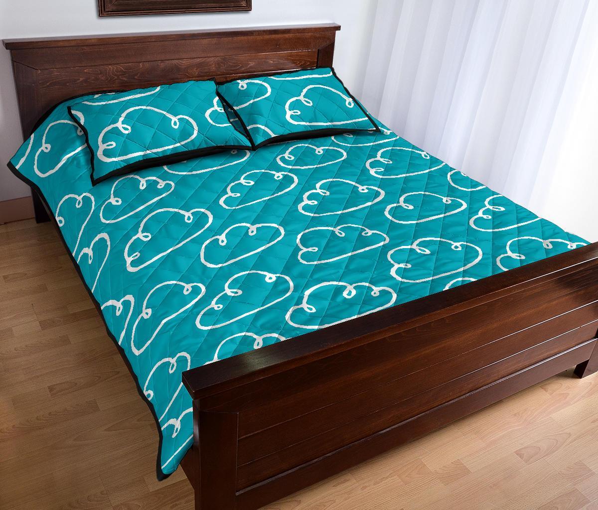 Drawn Cloud Pattern Print Bed Set Quilt-grizzshop