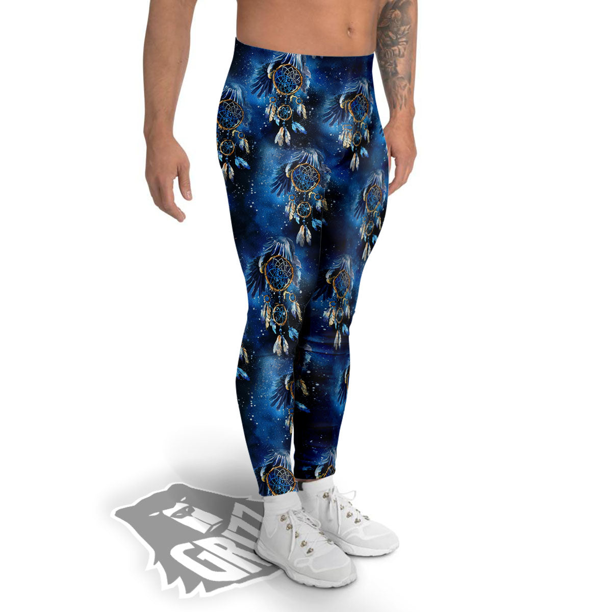 Dream Catcher Blue Galaxy Print Pattern Men's Leggings-grizzshop
