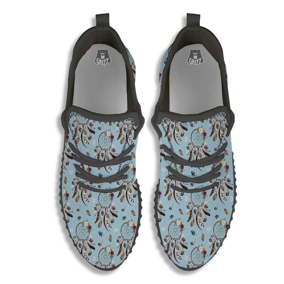 Dream Catcher Blue Indian Print Pattern Black Walking Shoes-grizzshop