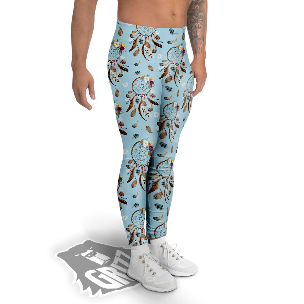 Dream Catcher Blue Indian Print Pattern Men's Leggings-grizzshop
