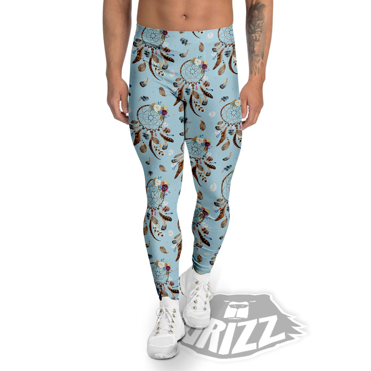 Dream Catcher Blue Indian Print Pattern Men's Leggings-grizzshop