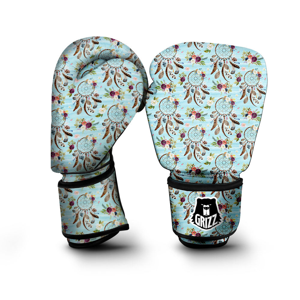 Dream Catcher Blue Native Print Pattern Boxing Gloves-grizzshop