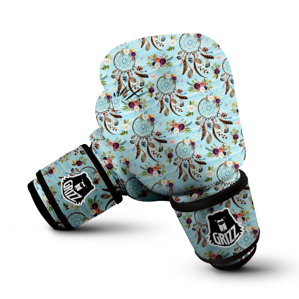 Dream Catcher Blue Native Print Pattern Boxing Gloves-grizzshop