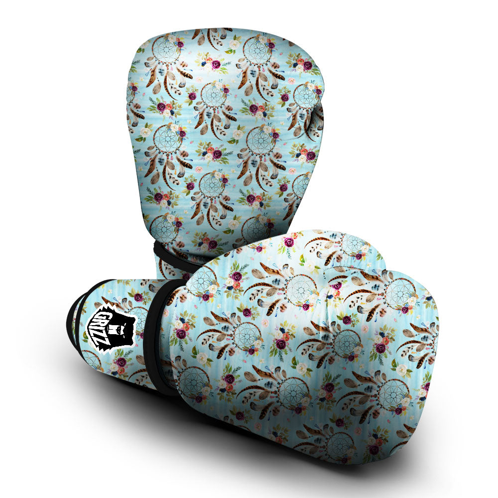 Dream Catcher Blue Native Print Pattern Boxing Gloves-grizzshop