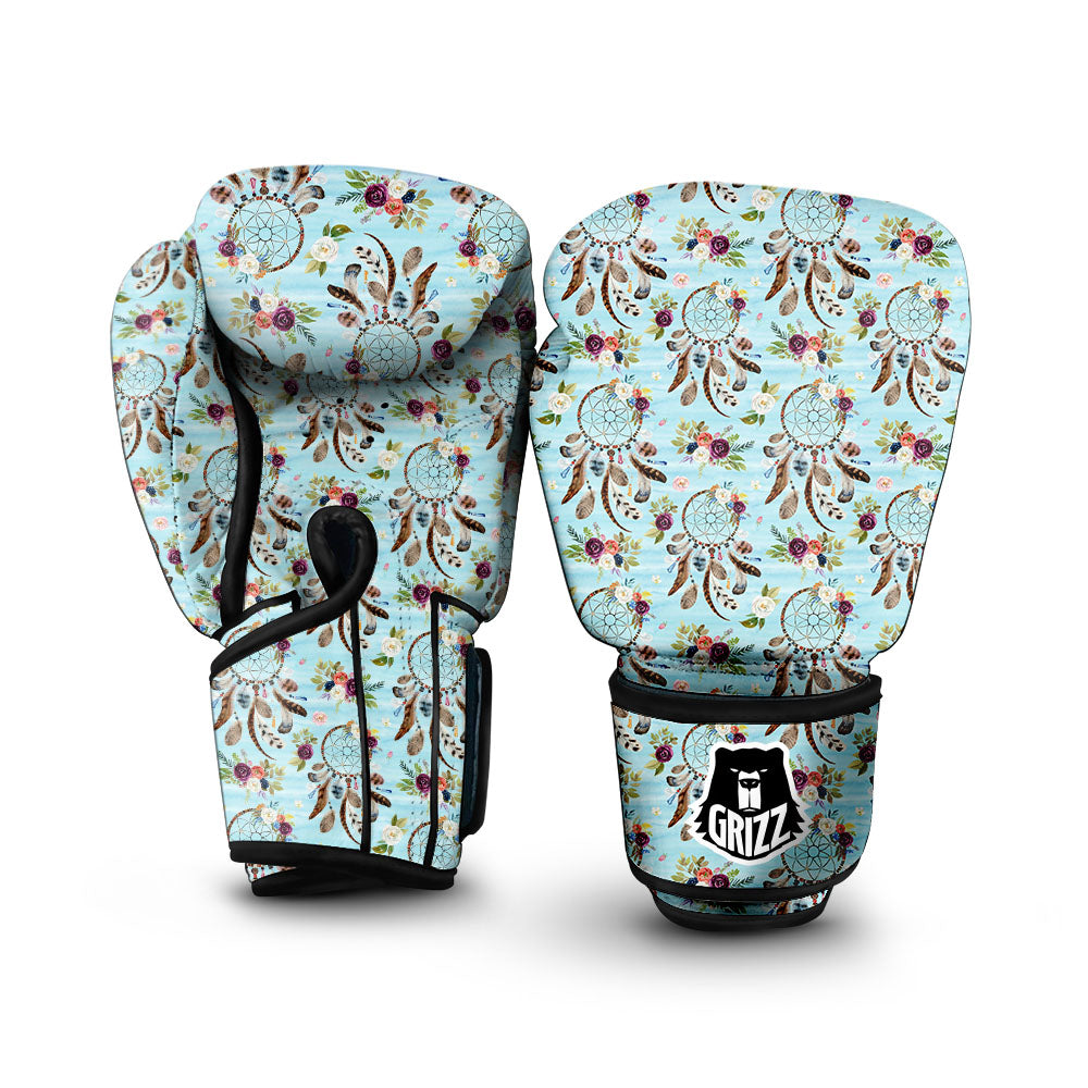 Dream Catcher Blue Native Print Pattern Boxing Gloves-grizzshop