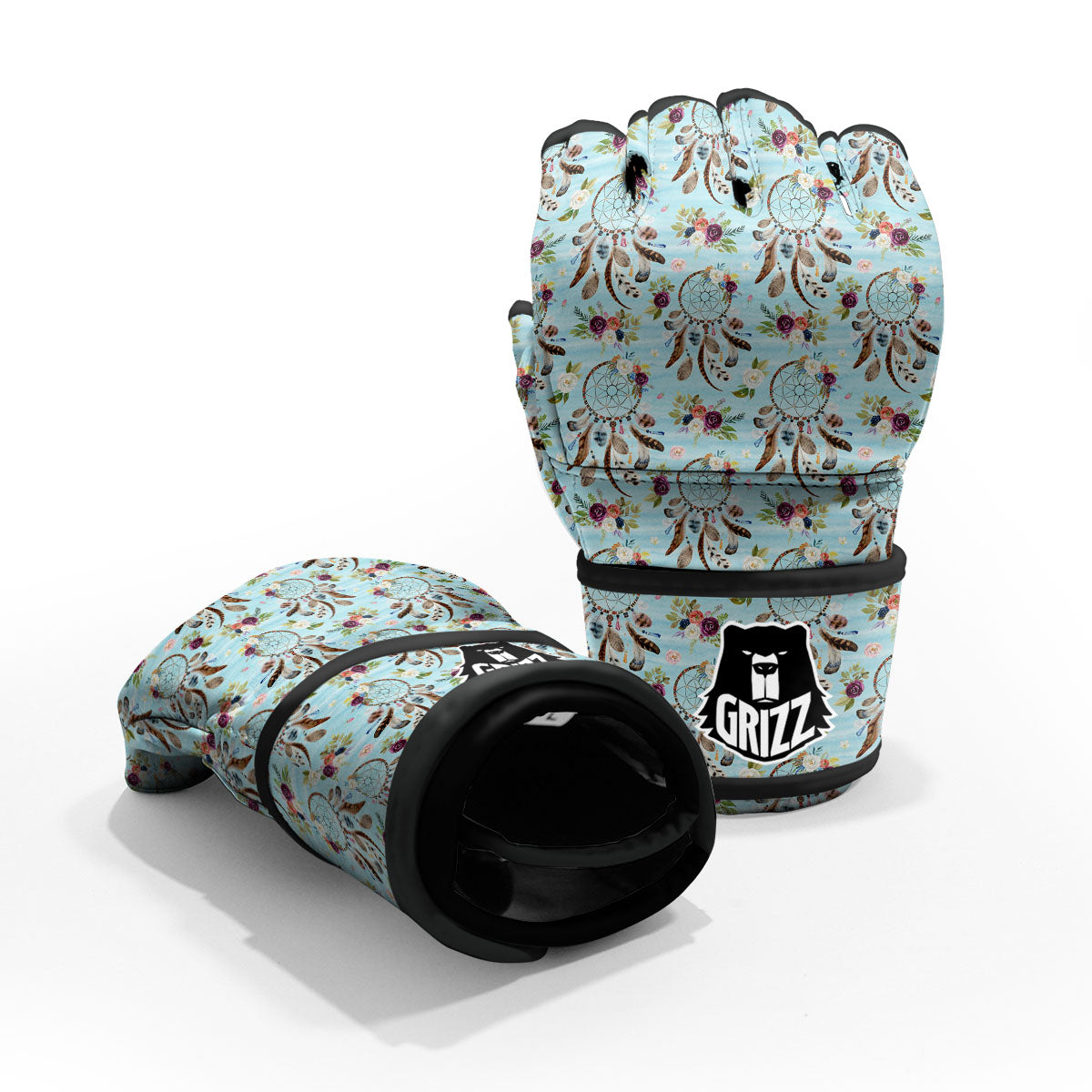 Dream Catcher Blue Native Print Pattern MMA Gloves-grizzshop
