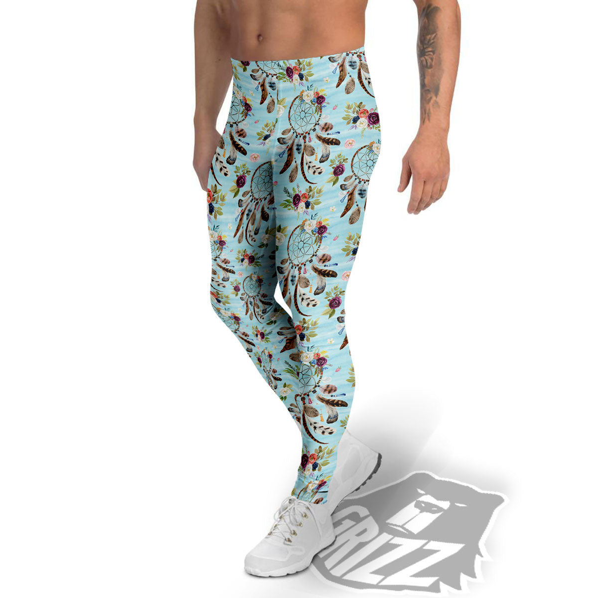 Dream Catcher Blue Native Print Pattern Men's Leggings-grizzshop