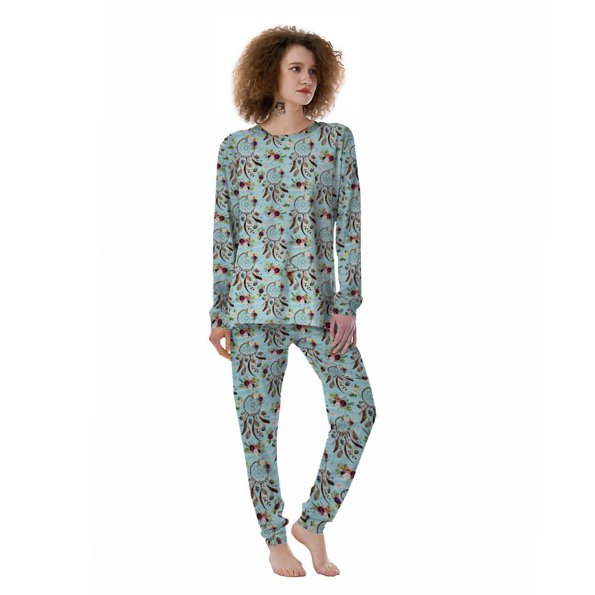 Dream Catcher Blue Native Print Pattern Women's Pajamas-grizzshop