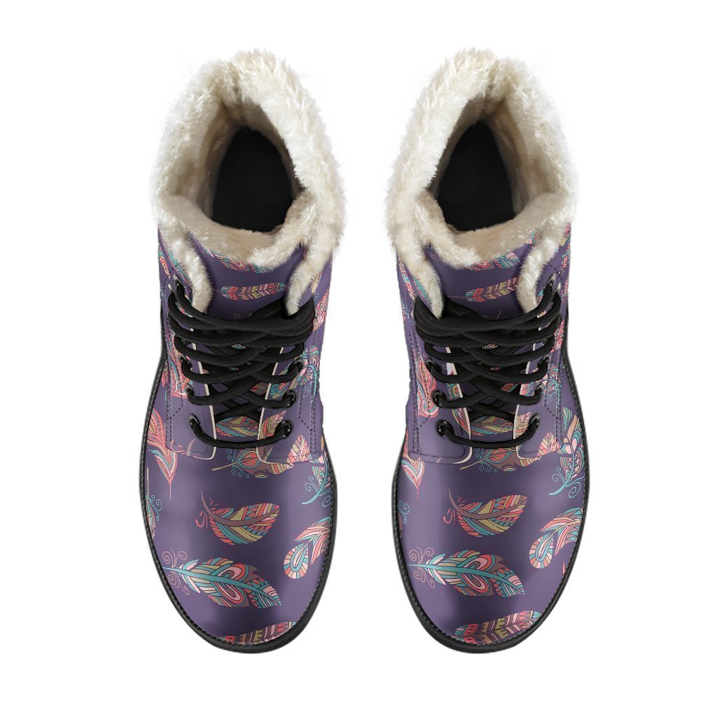 Dream Catcher Boho Feather Pattern Print Comfy Winter Boots-grizzshop