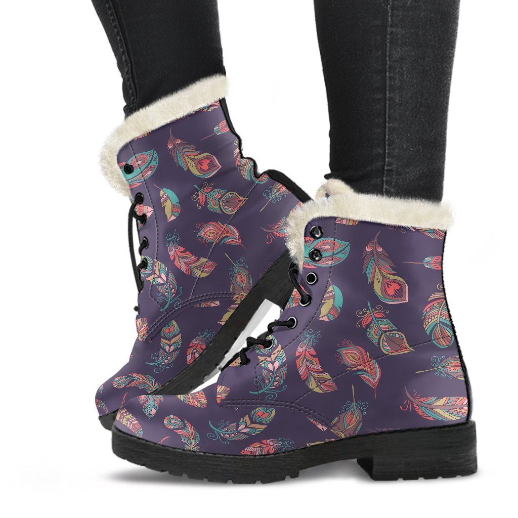 Dream Catcher Boho Feather Pattern Print Comfy Winter Boots-grizzshop