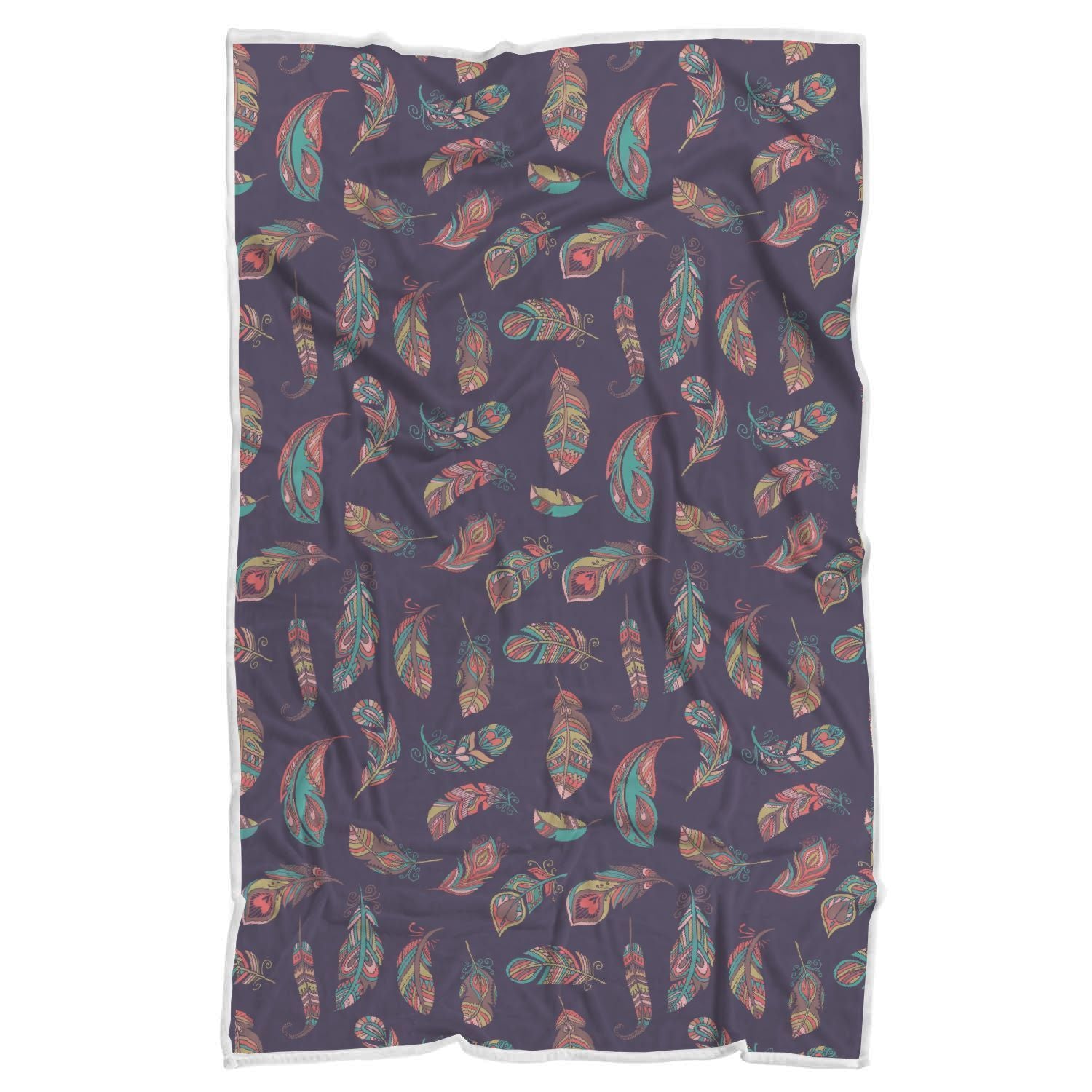Dream Catcher Boho Feather Pattern Print Throw Blanket-grizzshop