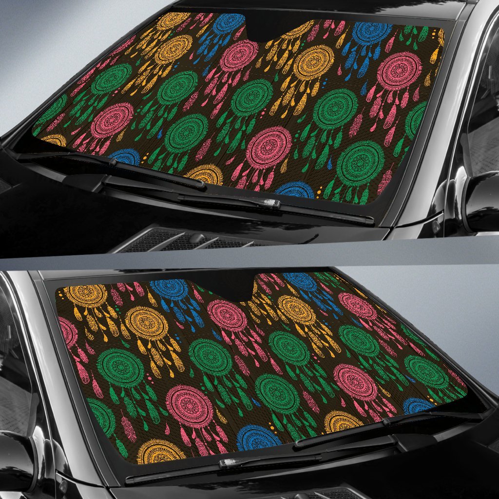 Dream Catcher Colorful Feather Car Sun Shade-grizzshop