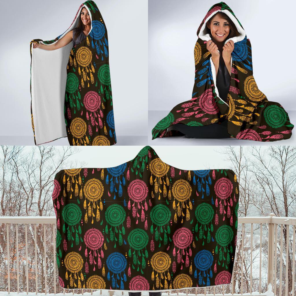 Dream Catcher Colorful Feather Hooded Blanket-grizzshop