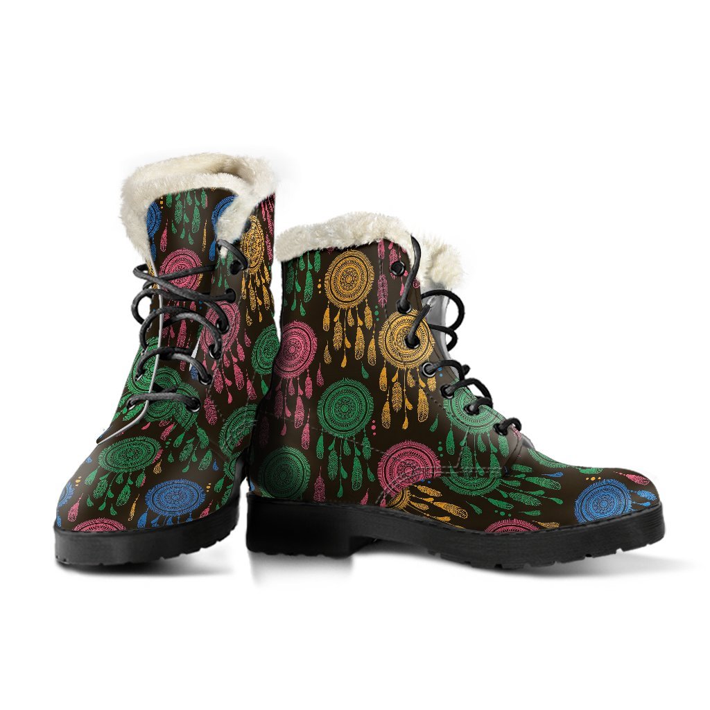 Dream Catcher Colorful Feather Pattern Print Comfy Winter Boots-grizzshop