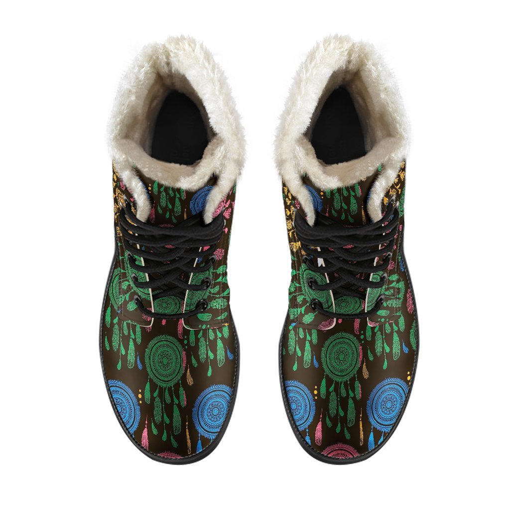 Dream Catcher Colorful Feather Pattern Print Comfy Winter Boots-grizzshop