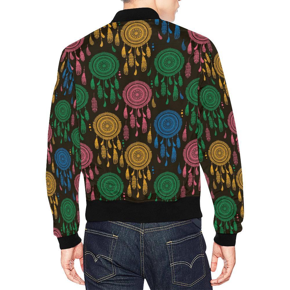 Dream Catcher Colorful Feather Pattern Print Men's Bomber Jacket-grizzshop