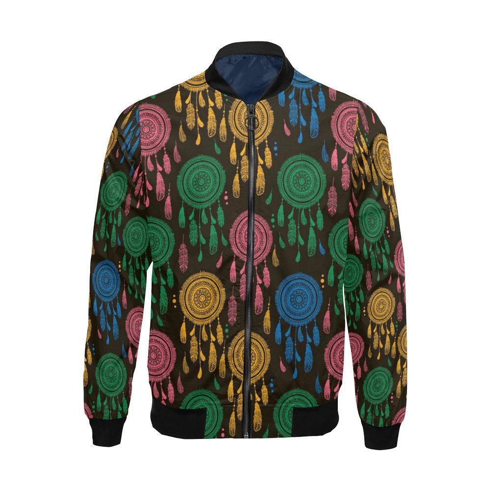 Dream Catcher Colorful Feather Pattern Print Men's Bomber Jacket-grizzshop