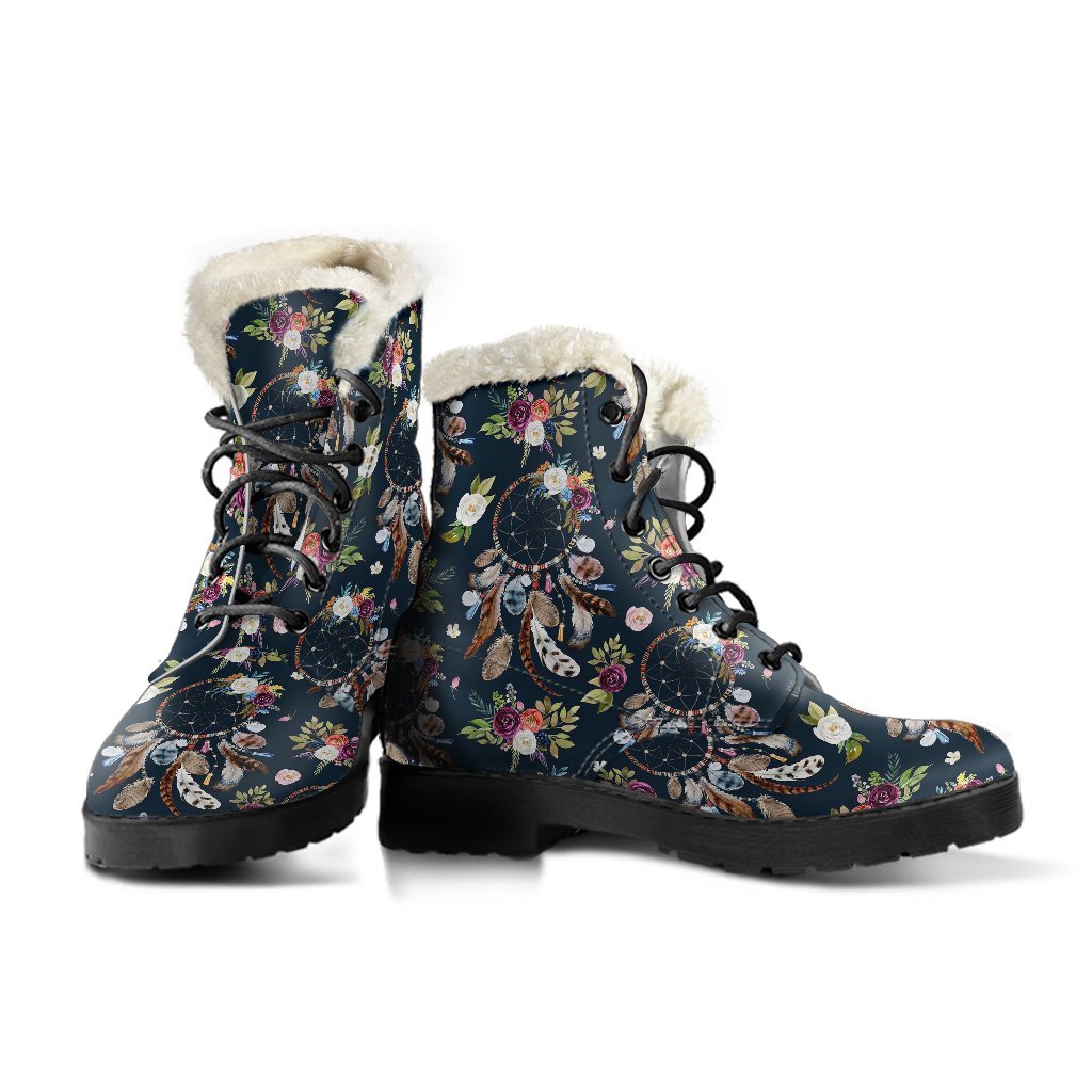 Dream Catcher Feather Boho Pattern Print Comfy Winter Boots-grizzshop