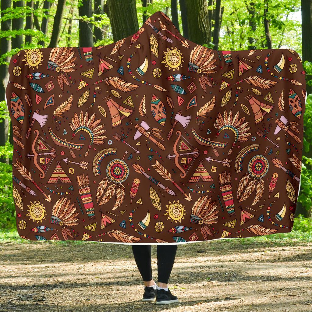 Dream Catcher Native American Boho Feather Hooded Blanket-grizzshop