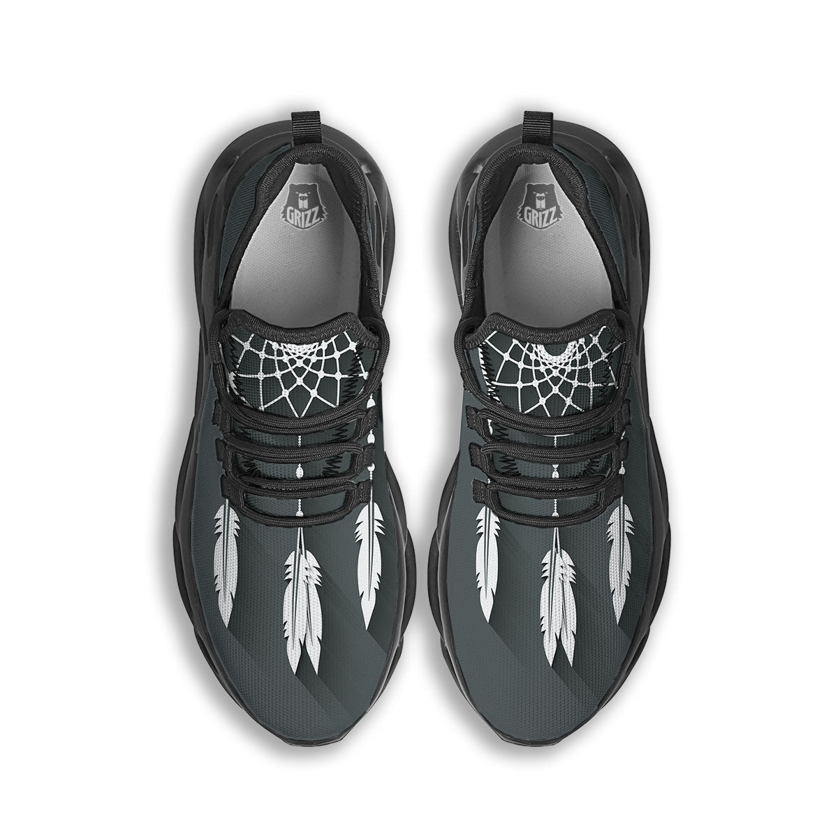 Dream Catcher Native Tribal Print Black Running Shoes-grizzshop