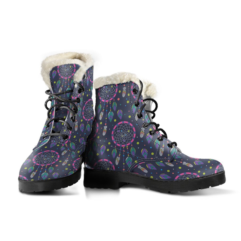 Dream Catcher Vintage Feather Pattern Print Comfy Winter Boots-grizzshop