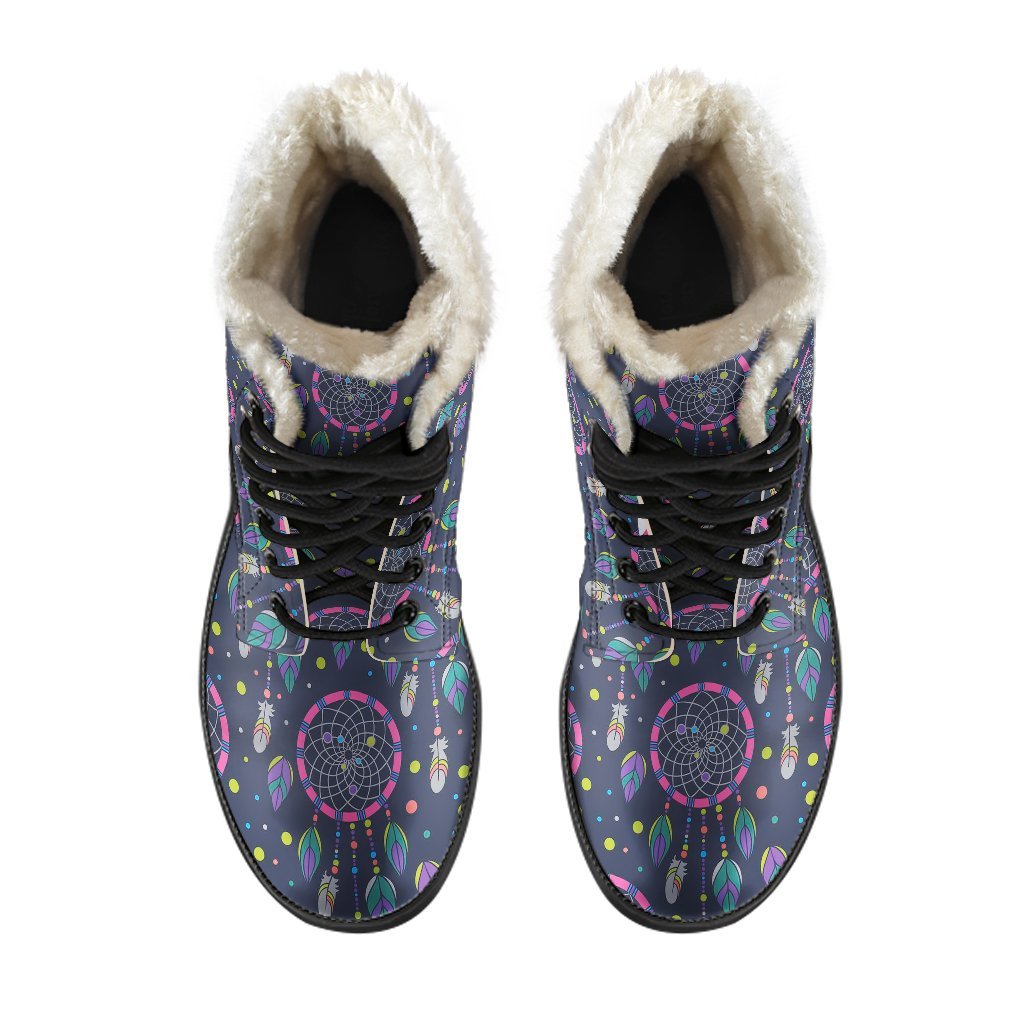Dream Catcher Vintage Feather Pattern Print Comfy Winter Boots-grizzshop