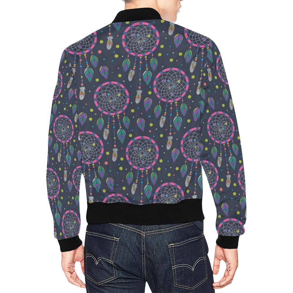 Dream Catcher Vintage Feather Pattern Print Men's Bomber Jacket-grizzshop