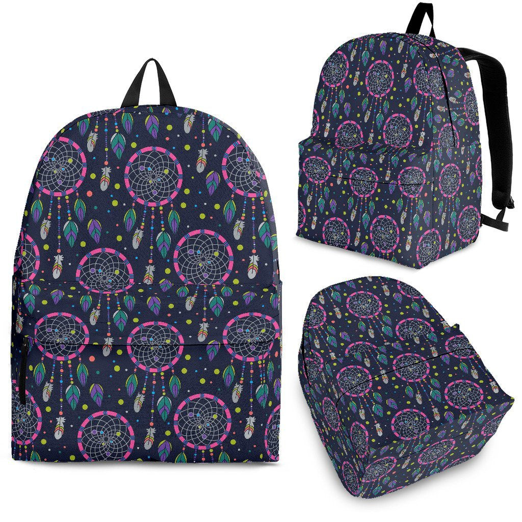 Dream Catcher Vintage Feather Pattern Print Premium Backpack-grizzshop
