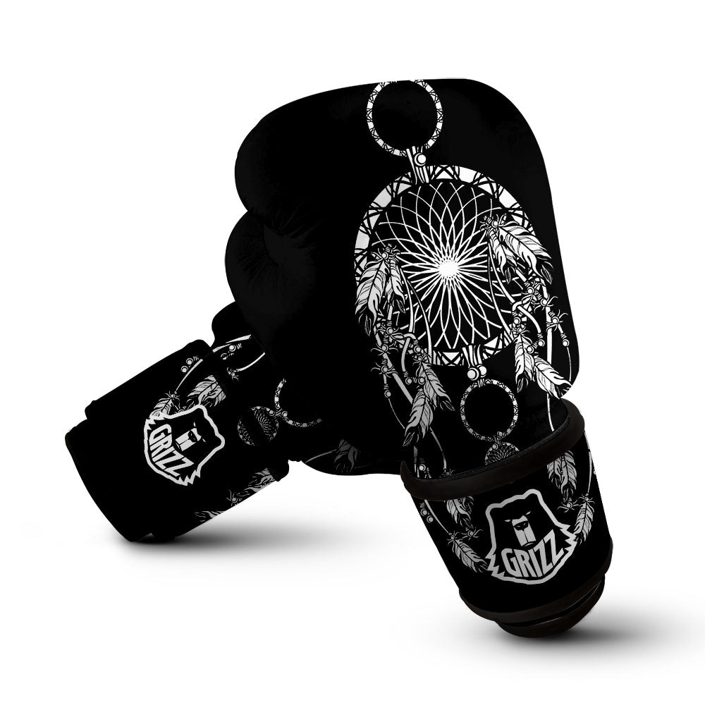 Dream Catcher White And Black Print Boxing Gloves-grizzshop