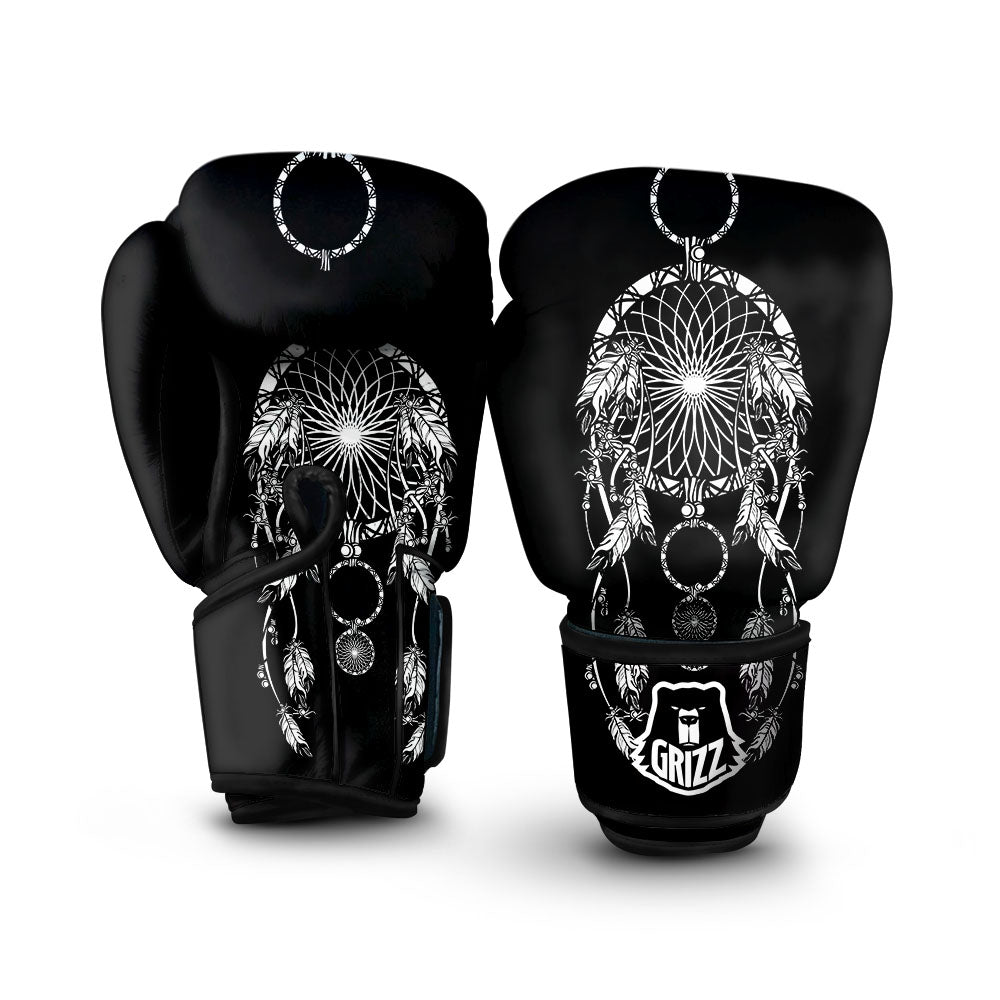 Dream Catcher White And Black Print Boxing Gloves-grizzshop