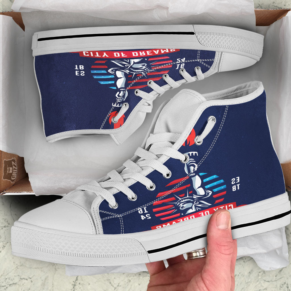 Dream Of Liberty American Print White High Top Shoes-grizzshop