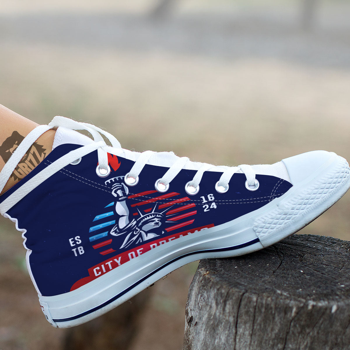 Dream Of Liberty American Print White High Top Shoes-grizzshop