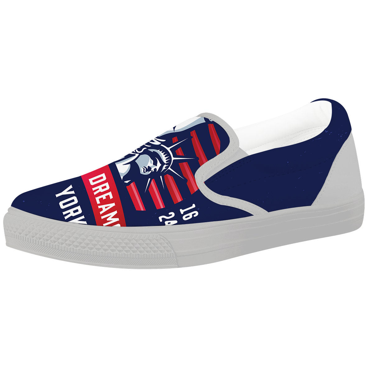Dream Of Liberty American Print White Slip On Shoes-grizzshop