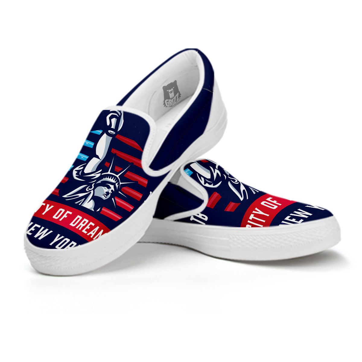Dream Of Liberty American Print White Slip On Shoes-grizzshop